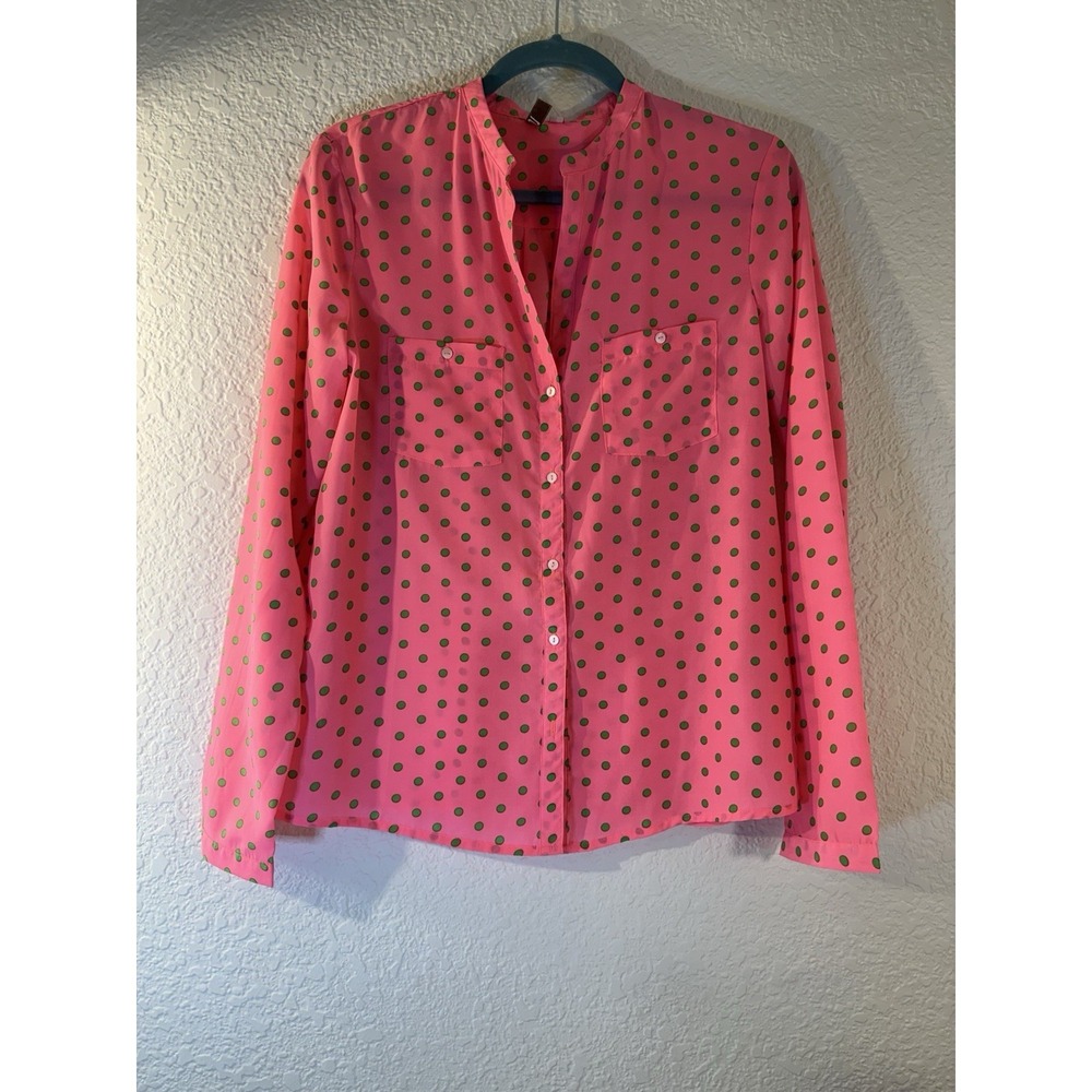KUT FROM THE KLOTH Pink and Green polka dot Long Sleeve blouse Size S